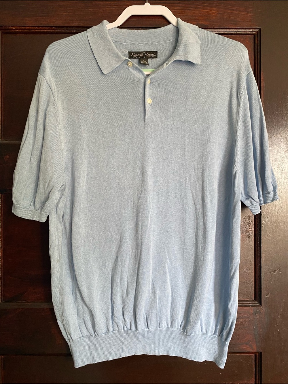 Kenneth Roberts Platinum Silk & Cotton Polo Sweater - Light Blue